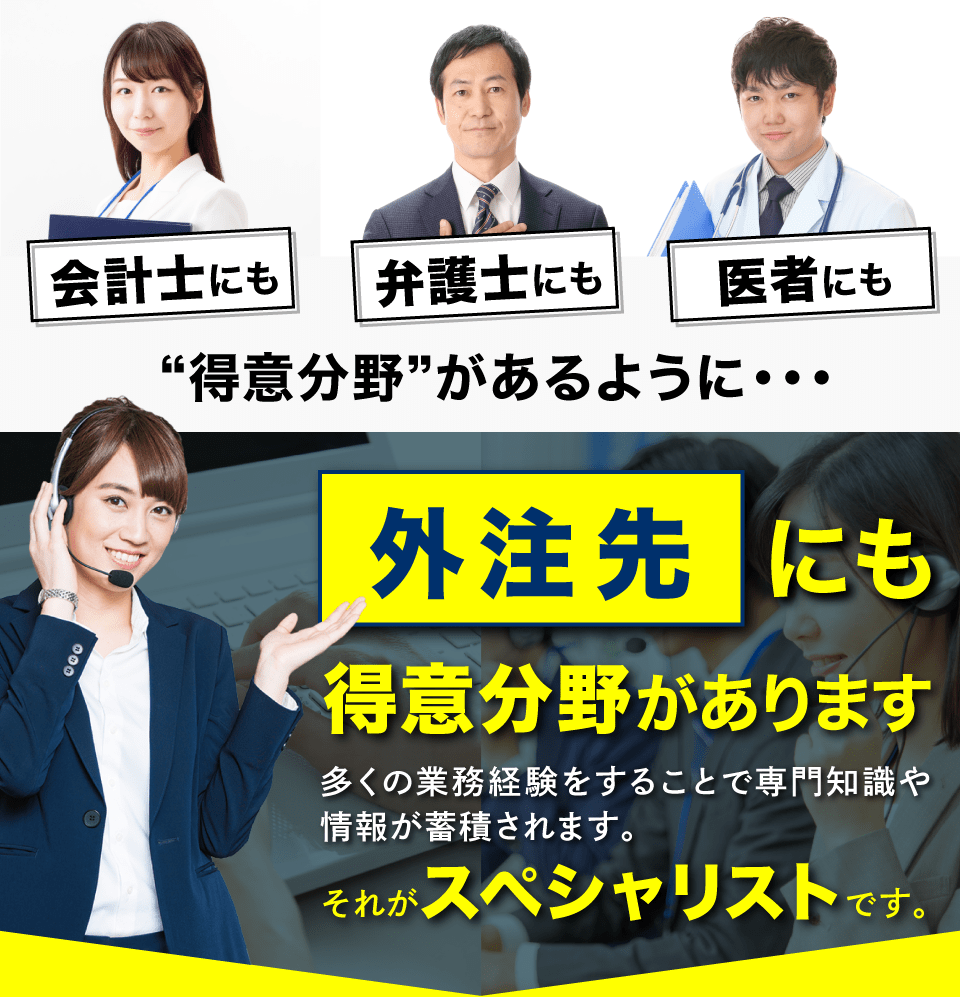 外注先にも得意分野があります